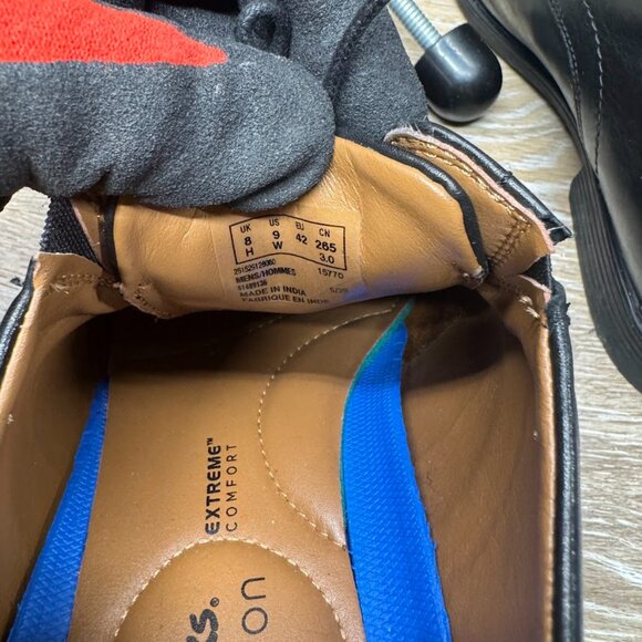 Clarks Whiddon Cap Toe Black Leather Oxfords Men's Size 9 - Picture 5 of 7